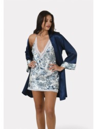 σετ ρόμπα - νυχτικό satin moongirl blue anemone mg554-μπλε