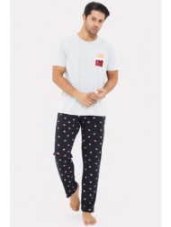 πιτζάμα ανδρική siyah inci chocolate με μακρύ παντελόνι si09824-μαύρο