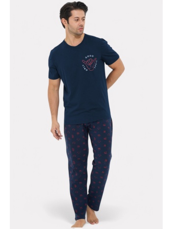 πιτζάμα ανδρική siyah inci good vibes με μακρύ παντελόνι σε προσφορά