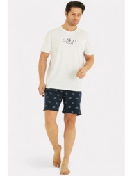 πιτζάμα ανδρική siyah inci good morning si09627-λευκό