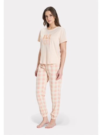 πιτζάμα βαμβακερή pijadore awesome σομόν pjdr1854-1-σομόν