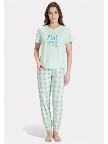 πιτζάμα βαμβακερή pijadore awesome φυστικί