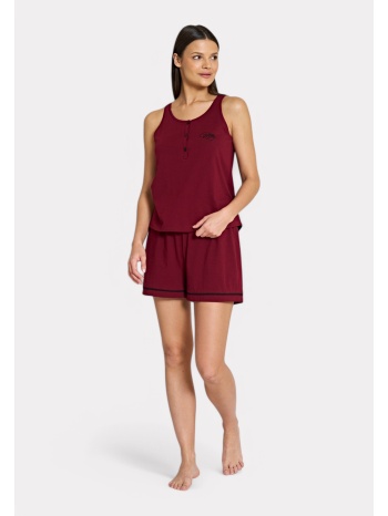 pijadore γυναικεία πιτζάμα σετ αμάνικο με σορτς – μπορντό σε προσφορά