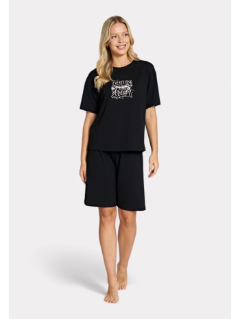 pijadore πιτζάμα σετ t-shirt & μήκος γόνατος σορτς – μαύρο σε προσφορά