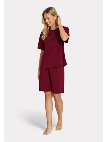 pijadore πιτζάμα σετ t-shirt & σορτς γόνατο – μπορντό σε προσφορά