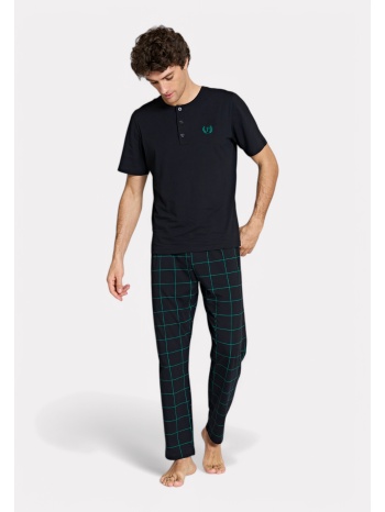 ανδρική πυτζάμα pijadore με κουμπιά & καρό παντελόνι – σε προσφορά