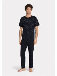 ανδρική πιτζάμα μαύρη με print pijadore pjdr1832-1-μαύρο