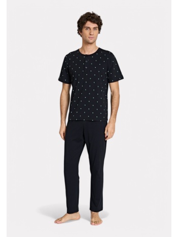 ανδρική πιτζάμα μαύρη με print pijadore pjdr1832-1-μαύρο σε προσφορά