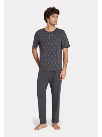 ανδρική πιτζάμα ανθρακί με λευκά σχέδια pijadore σε προσφορά
