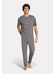 ανδρική πιτζάμα καλοκαιρινή pijadore hold fast γκρι pjdr1815-2-γκρι
