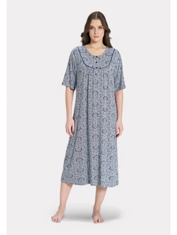 pijadore νυχτικιά με μανίκι & στρογγυλό γιακά – μπλε σε προσφορά