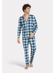 pijadore ανδρική πιτζάμα μπλε καρό – μακρυμάνικη pjdr1818-1-μπλε