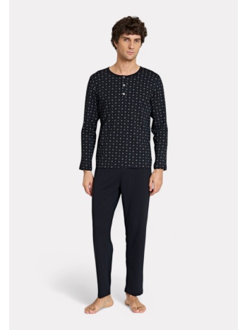 pijadore μαύρη ανδρική πιτζάμα με σχέδιο – μακρυμάνικη σε προσφορά