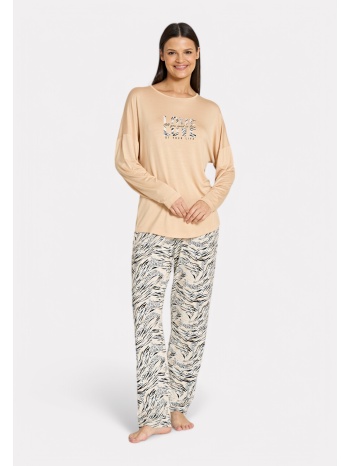 pijadore πιτζάμα μπεζ με animal print – μακρυμάνικη σε προσφορά