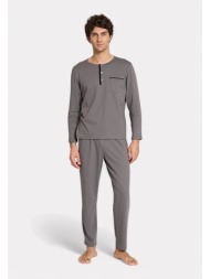 pijadore ανδρική πιτζάμα γκρι – μακρυμάνικη pjdr1814-2-γκρι