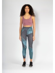 γυναικείο κολάν nina club γεωμετρικό μπλε ψηλόμεσο nc1744-2-μαύρο