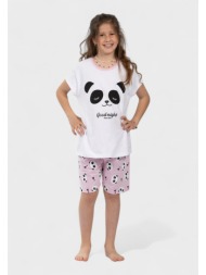 πιτζάμα εφηβική panda nina club 100% βαμβάκι ροζ nc152-25-1-ροζ