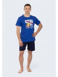 ανδρική πιτζάμα nina club ocean boys 100% βαμβάκι μπλέ ncm739-25-2-μπλε