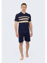 ανδρική πιτζάμα nina club ριγέ 100% βαμβάκι μπλέ ncm720-25-1-μπλε