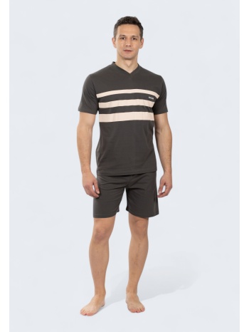 ανδρική πιτζάμα nina club ριγέ 100% βαμβάκι ανθρακί σε προσφορά