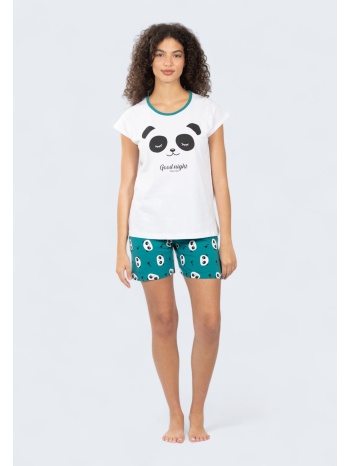 γυναικεία πιτζάμα panda 100% βαμβάκι nina club πράσινο σε προσφορά