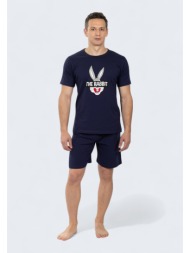 πιτζάμα ανδρική nina club `the rabbit` 100% βαμβάκι μπλέ ncm155-25-1-μπλε