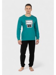 πιτζάμα ανδρική βαμβακερή nina club social energy πράσινη ncm26750-2-πράσινο