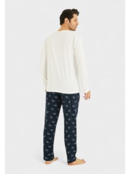 ανδρική πιτζάμα βαμβακερή siyah inci bicycle si9880-λευκό