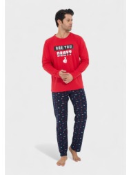 ανδρική πιτζάμα βαμβακερή siyah inci r u ok? si9884-κόκκινο