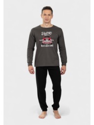 ανδρική πιτζάμα nina club vintage 100% βαμβακερή - γκρί ncm26730-1-γκρι