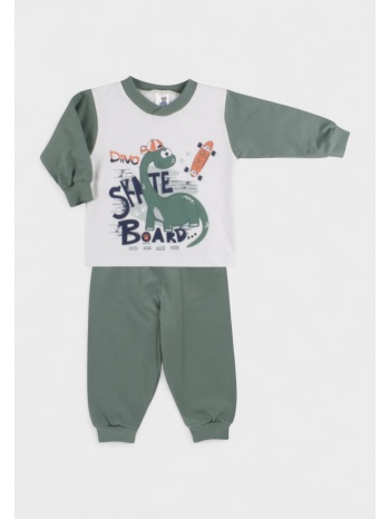 πιτζάμα βρεφική βαμβακερή φούτερ χριστίνα dino 100% βαμβάκι σε προσφορά