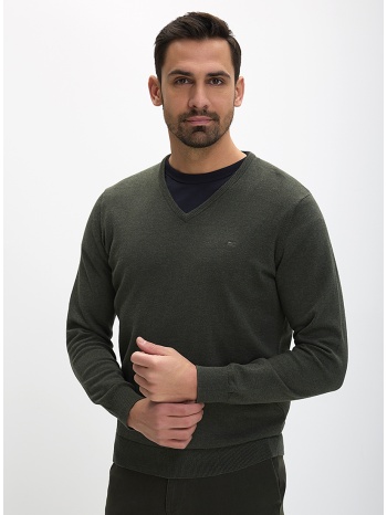 ανδρικό πουλόβερ regular fit με v λαιμόκοψη
