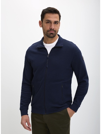 ανδρική ζακέτα regular fit με φερμουάρ σε μπλε