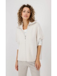 monari γυναικεία πλεκτή ζακέτα στυλ κάπας oversized fit σε ιβουάρ