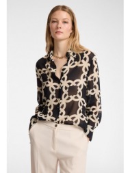 elena miro γυναικείο πουκάμισο με all over print straight fit σε μαύρο