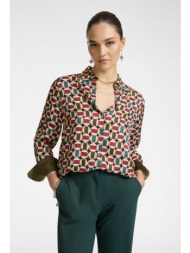 elena miro γυναικείο printed πουκάμισο straight fit σε πράσινο εμπριμέ