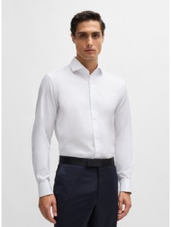 boss ανδρικό πουκάμισο easy iron stretch cotton slim fit σε λευκό