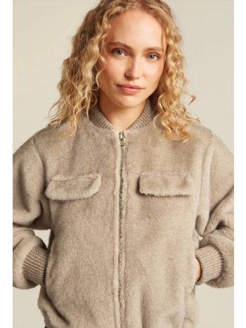 beaumont γυναικείο μπουφάν regular fit μελανζέ faux fur