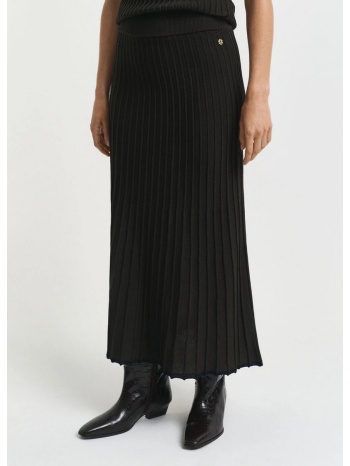 gant γυναικεία φούστα πλεκτή rib με μονόγραμμα μαύρη