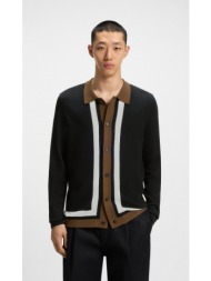 hugo ανδρική ζακέτα με ρίγες relaxed fit σε μαύρο