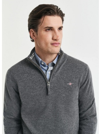 gant ανδρικό πουλόβερ regular fit lambswool με φερμουάρ