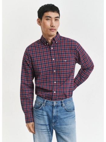 gant ανδρικό πουκάμισο regular fit βαμβακερό καρό με