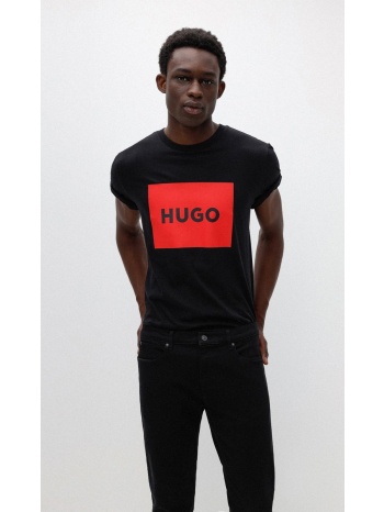 hugo ανδρικό t-shirt βαμβακερό regular fit σε μαύρο