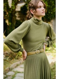 petite mendigote γυναικείο πλεκτό regular fit με κολ μοντάν και μανίκια πουφ