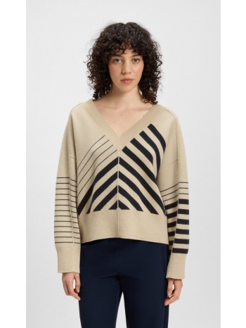 boss γυναικείο πουλόβερ από μαλλί και κασμίρι με block