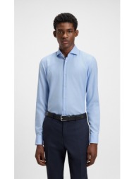 boss ανδρικό πουκάμισο slim fit βαμβακερό μικροσχέδιο μπλε