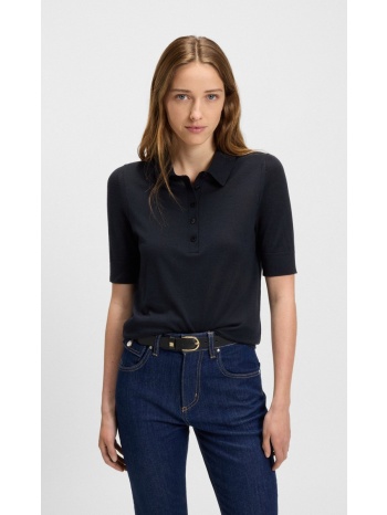 boss γυναικείο πλεκτό polo από μεταξωτό μαλλί regular fit
