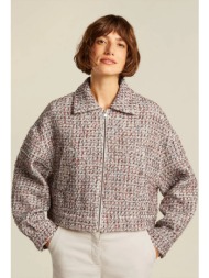 beaumont γυναικείο σακάκι loose fit από μπουκλέ ύφασμα με τσέπες και φερμουάρ