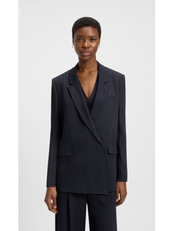 boss γυναικείο σακάκι relaxed fit με ρίγες μπλε