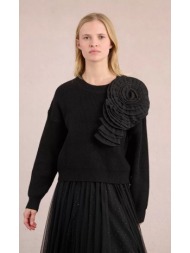 molly bracken γυναικείο πουλόβερ straight fit με ανάγλυφο λουλούδι